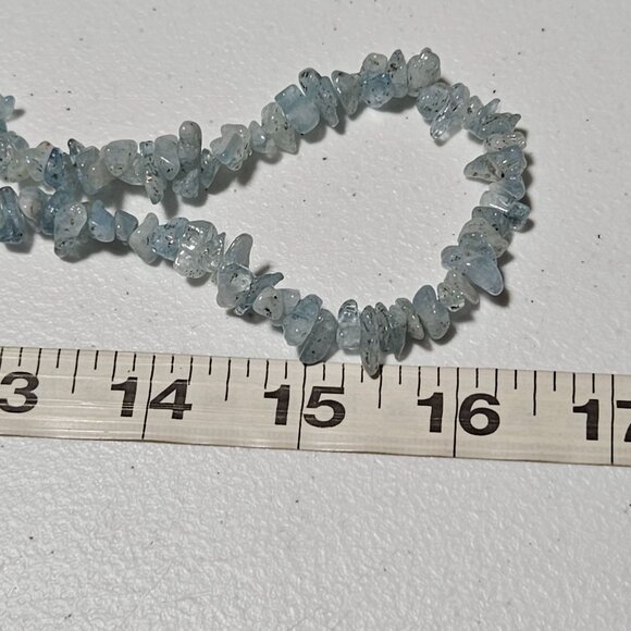 Boho Aquamarine Chip Nugget Beaded Statement Necklace Beach Core Fashion Jewelry - Picture 5 of 5